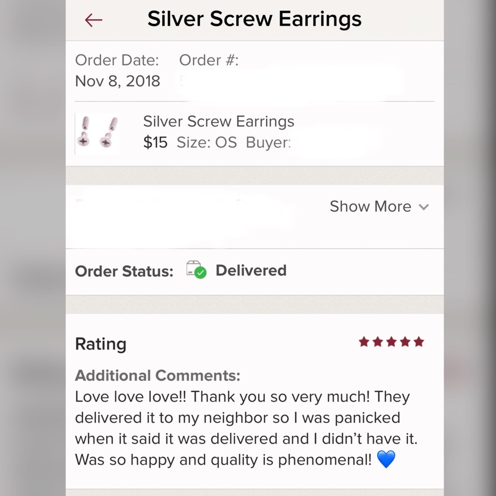 Silver Screw Earrings - Picture 4 of 4